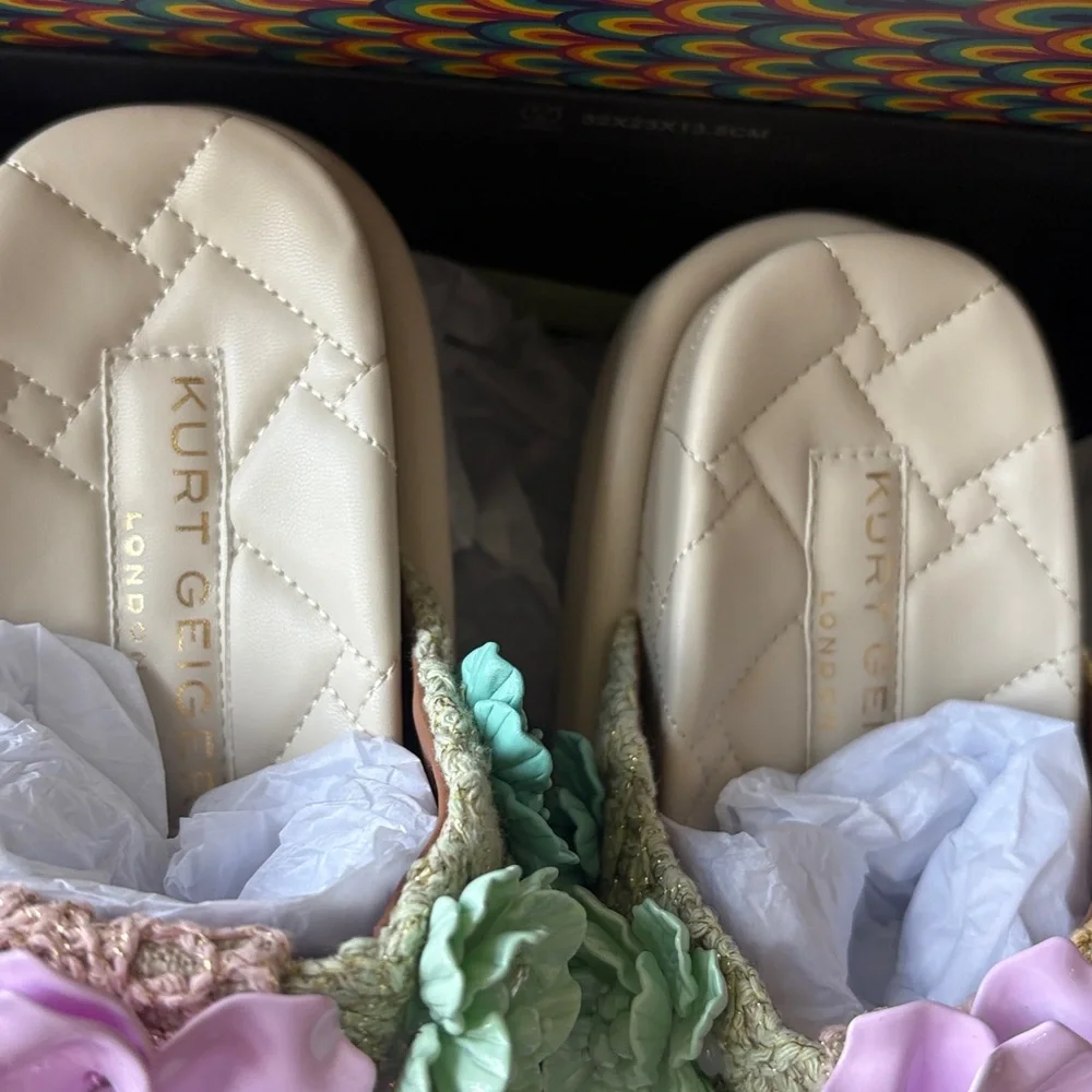 Kurt Geiger Orson Flower Sandals - Multicolor fabric summer size-8 new - Picture 4 of 11